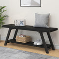 LVB Industrial Entryway Bench, Wood and Metal Storage Bench for Living Dining Room, Farmhouse Indoor Entry Way Shoe Benches Seat, Rustic Oak, 47 Inch Long