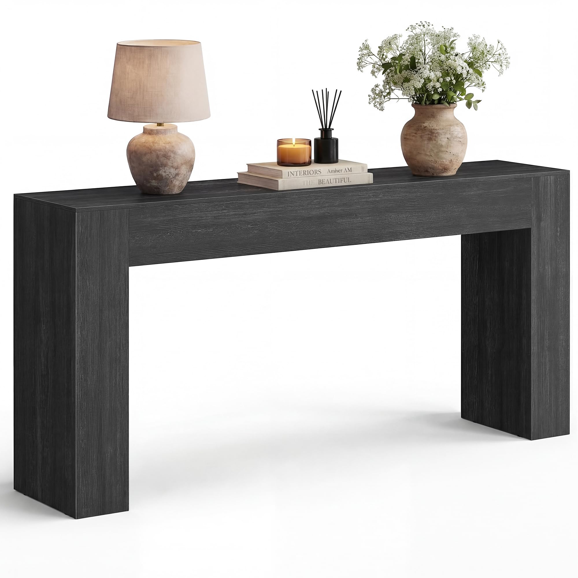 VASAGLE Entryway Table, Long Console Table, Thick Tabletop, Farmhouse Style, for Hallway, Behind the Couch, Living Room, Foyer, Easy Assembly, 11.8 x 63 x 31.5 Inches, Chestnut Brown ULNT147KX01S