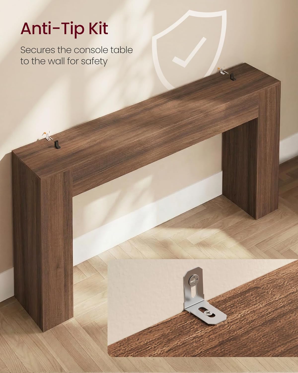 VASAGLE Entryway Table, Long Console Table, Thick Tabletop, Farmhouse Style, for Hallway, Behind the Couch, Living Room, Foyer, Easy Assembly, 11.8 x 63 x 31.5 Inches, Chestnut Brown ULNT147KX01S