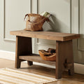 HOKYHOKY Solid Wood Entryway Bench - 31.5" Farmhouse Small Storage Bench, Rustic Narrow Bench Seat for Indoor, Entryway, Dining Room, Living Room and Hallway, Brown